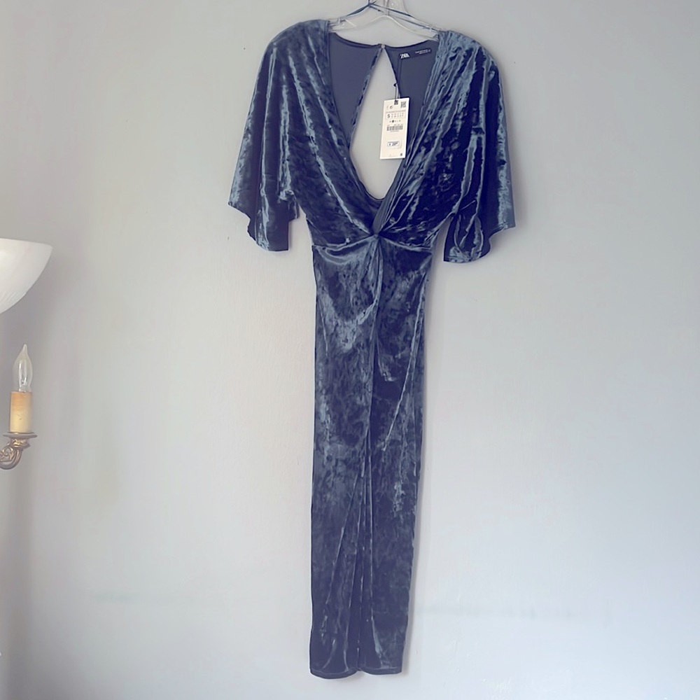 Zara velvety pencil dress with wide sleeves NWT